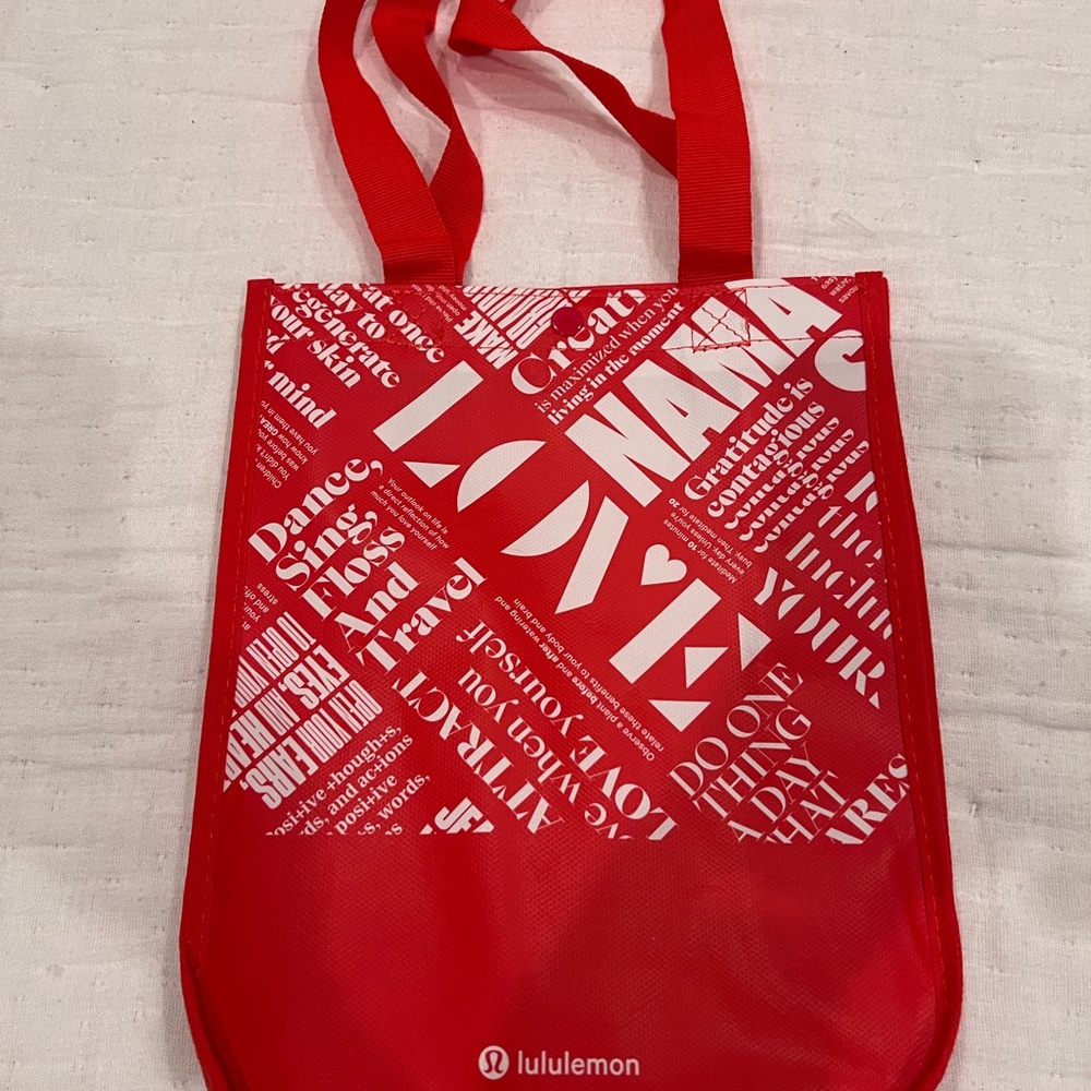 Lululemon Small Reusable Tote bag Red Manifesto namaste yoga